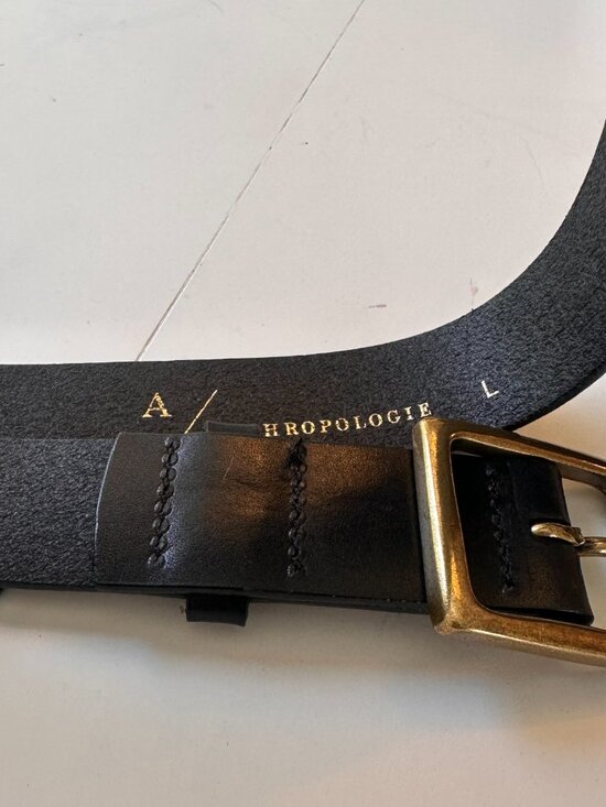 Anthropologie Black Leather and Gold/Brass Belt - Size Large main image 7